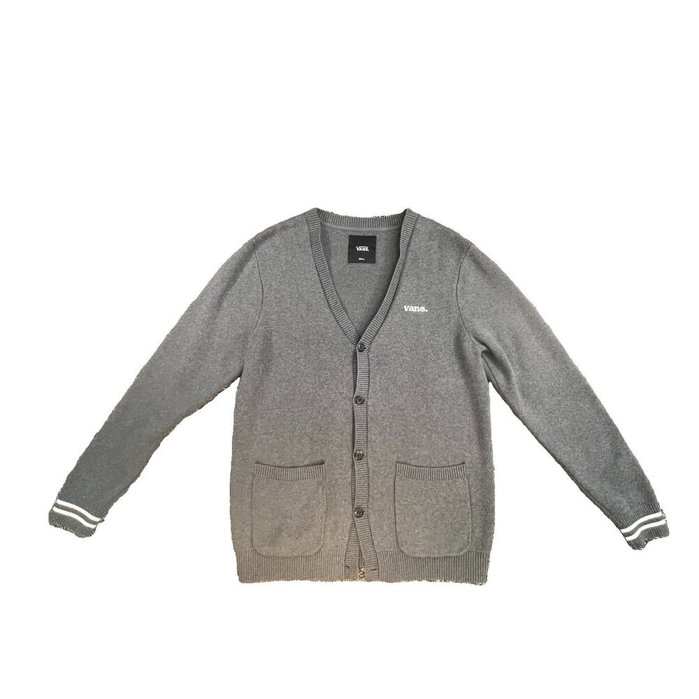 VANS HaleCrest CARDIGAN Casual Sweater HEATHER CHAR GREY Cotton MENS Small